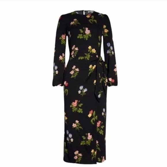 Reformation Reza Dress In Night Bloom Long Sleeve Dress Size 4 new with … - Picture 3 of 17